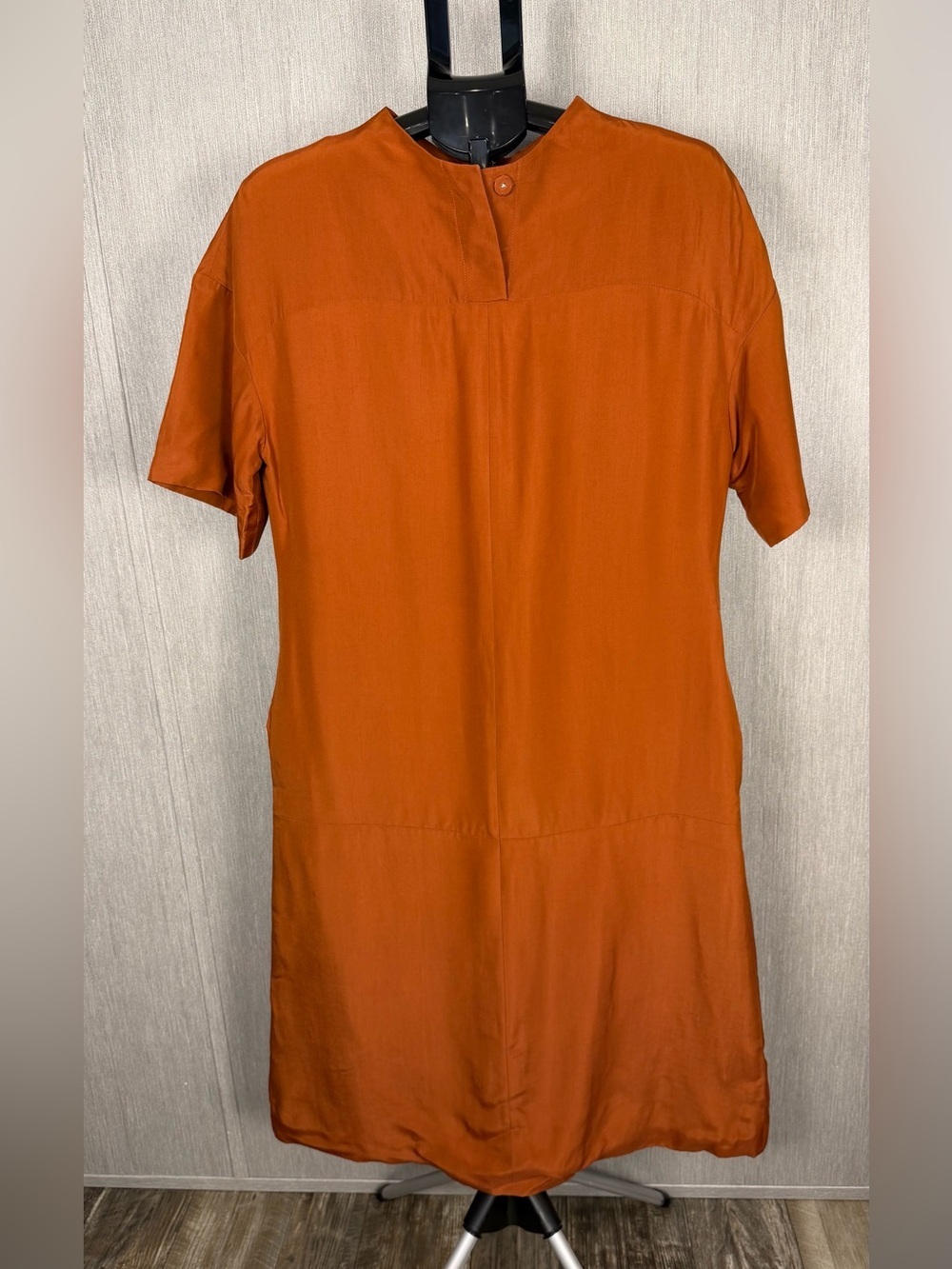 Partow Midi Shift Dress in Rust Orange Size Large